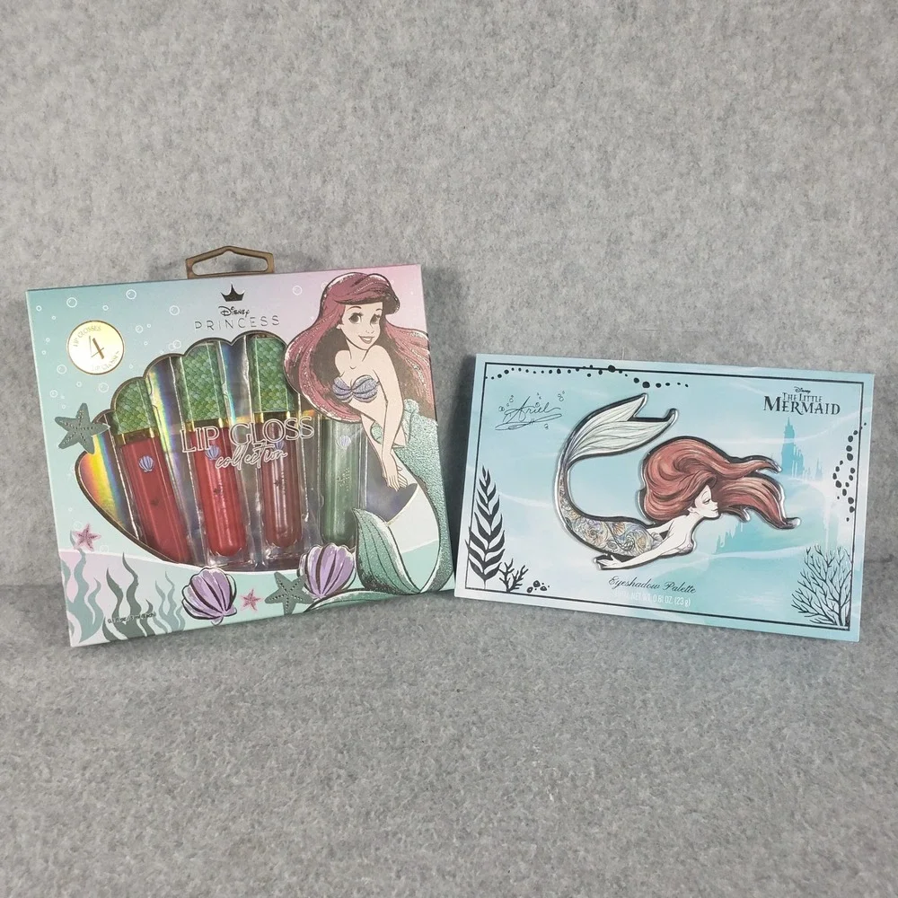 Disney Princess Ariel Makeup Set 12‎ Color Eyeshadow Palette & Lip Gloss Set NIB